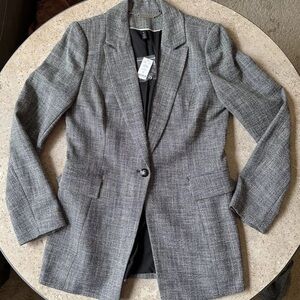 White House Black Market One Button Black And White Blazer New with tags